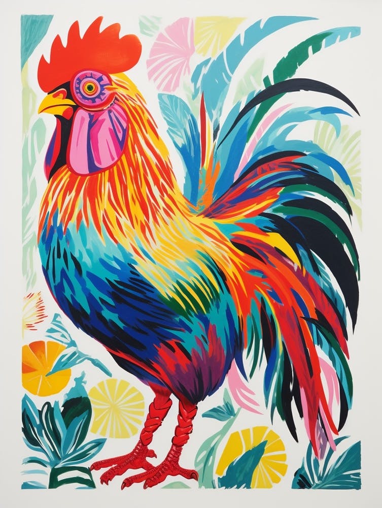 Colourful Bird Painting Rooster 2