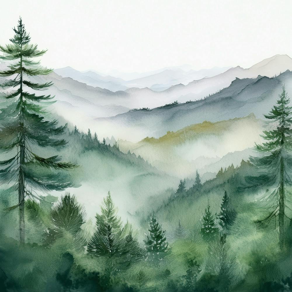 Appalachian Mountains Misty Pine Trees Art Painting, Vintage Landscape, Vintage Landscape, Country Field Wall Art, Botanical Art Poster, Appalachian Mountains Forest Prints Pine Trees.
43