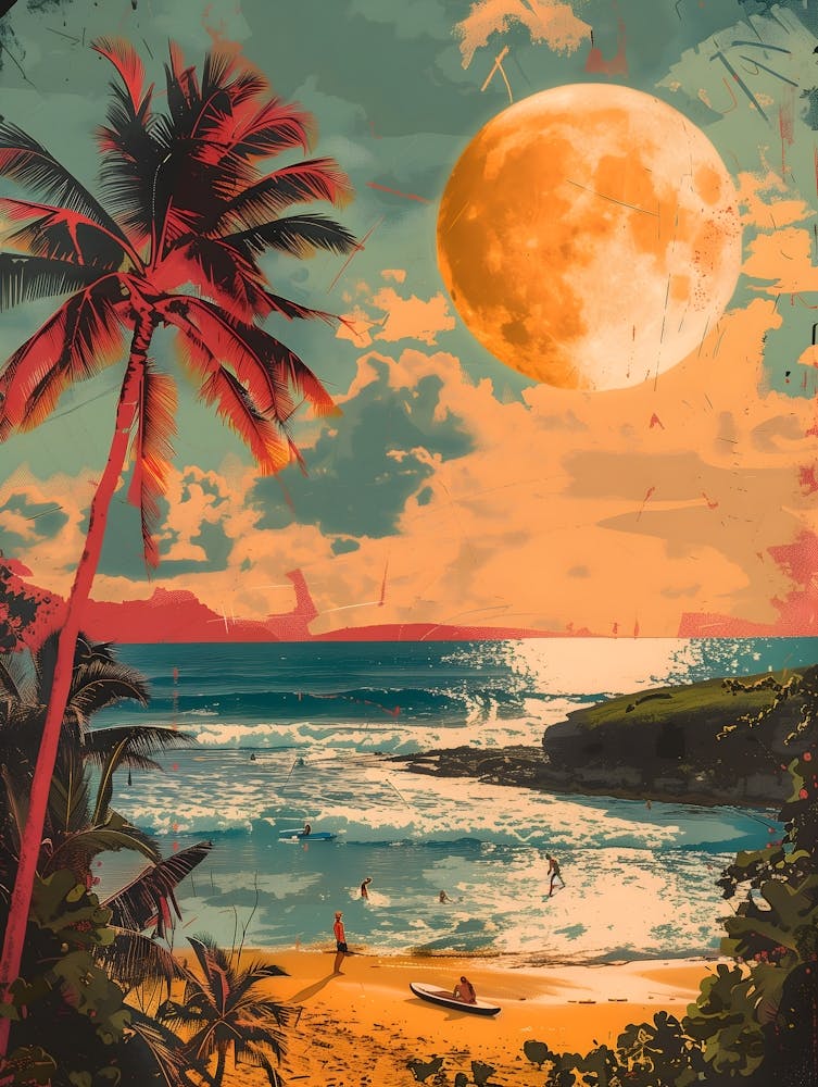 Hawaiian Sunset, Vibrant, Pop Art