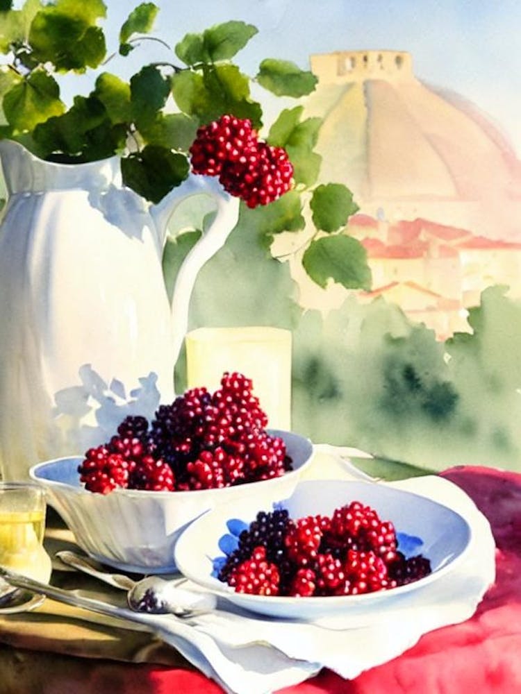 Loganberry Italian Watercolour fruit