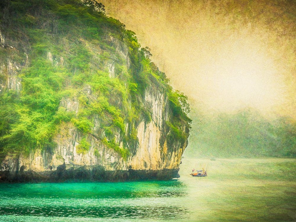 Lone Boat At Halong Bay