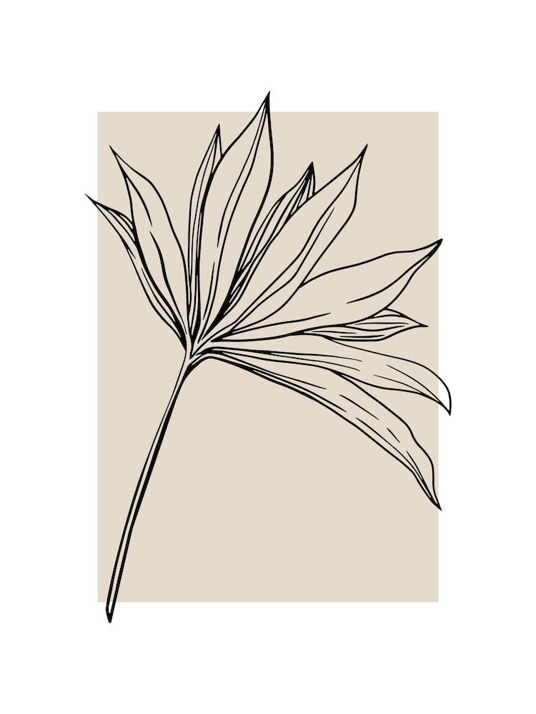 Beige Botanical Leaf 1