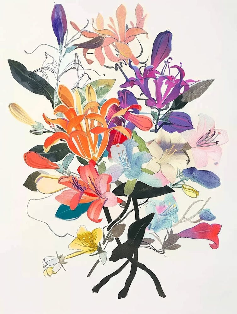Honeysuckle 4 Collage Flower Bouquet