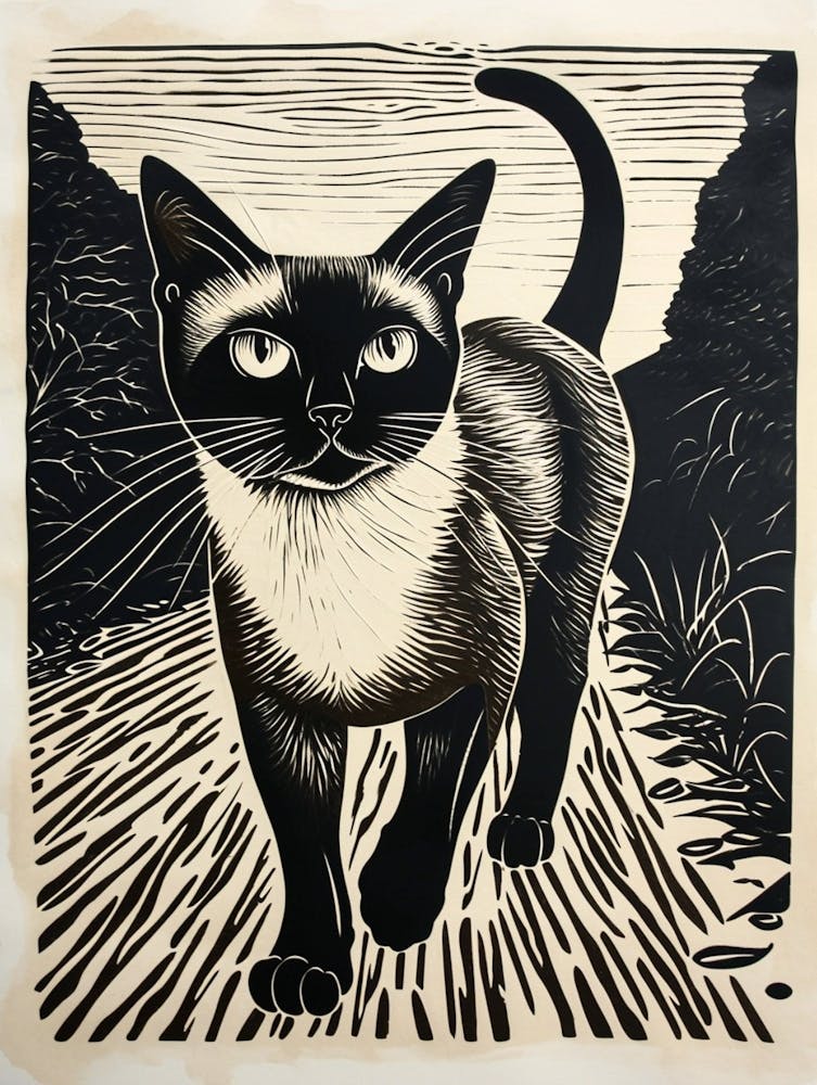 Siamese Cat Relief Illustration 1