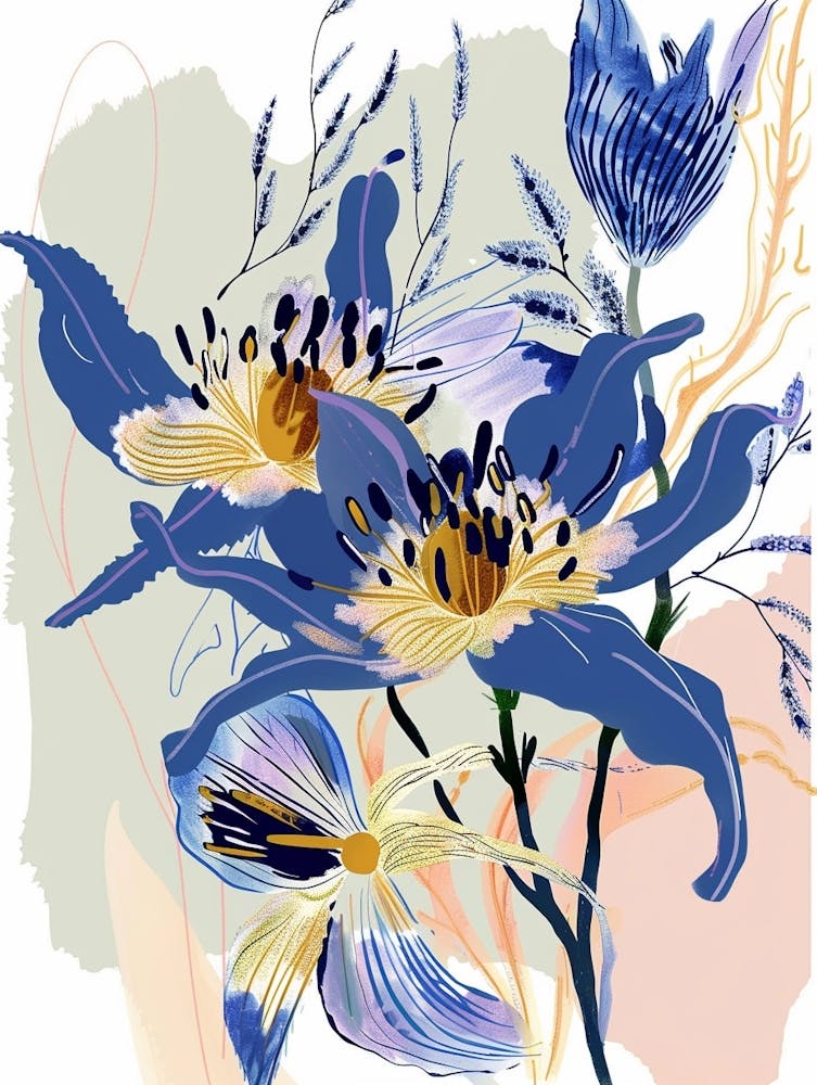 Colourful Flower Illustration Nigella Love In A Mist 4
