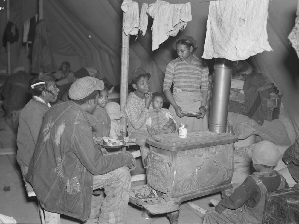 Flood Refugees At Meal Time, Charleston, Missouri By Russell Lee