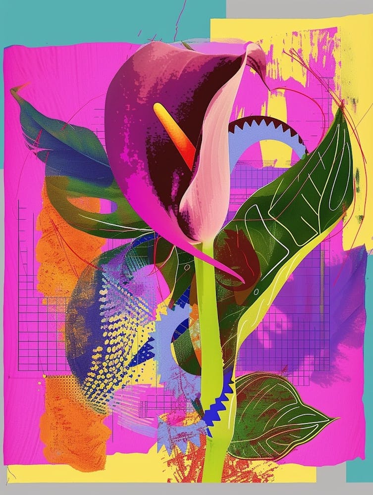 Calla Lily 1 Neon Flower Collage