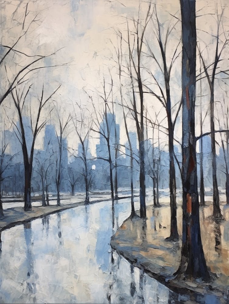 Peinture Parc Urbain Hivernal Stanley Park Vancouver Canada 2