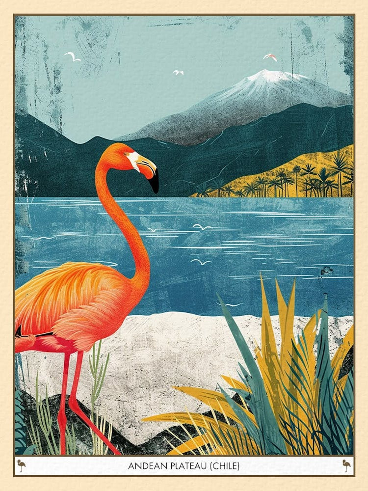 Greater Flamingo Andean Plateau Chile Tropical Illustration 1 Poster