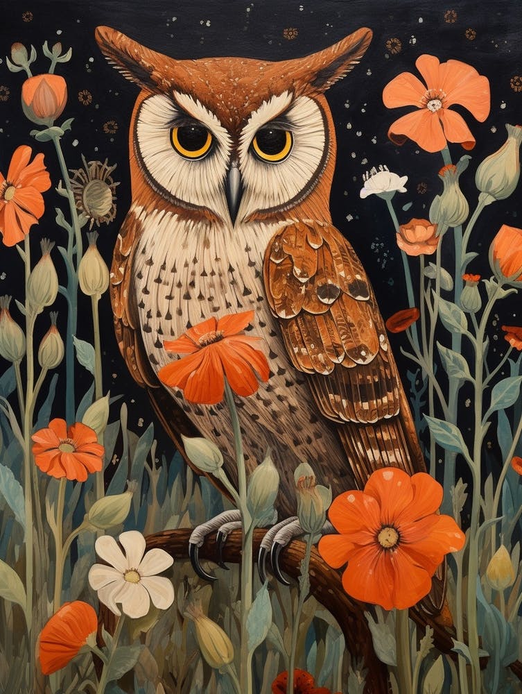 Eastern Screech Owl 4 Detailed Bird Painting