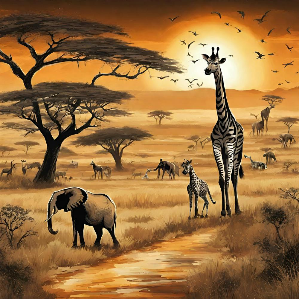 Giraffes And Elephants