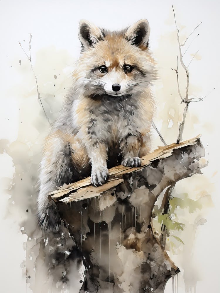 Cute Animal, Japanese Brush Painting, Ukiyo E, Minimal 1