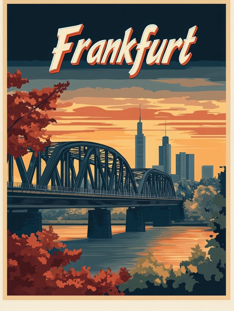 Aihrgdesign A Mid Century Modern Travel Poster For Frankfurt 3