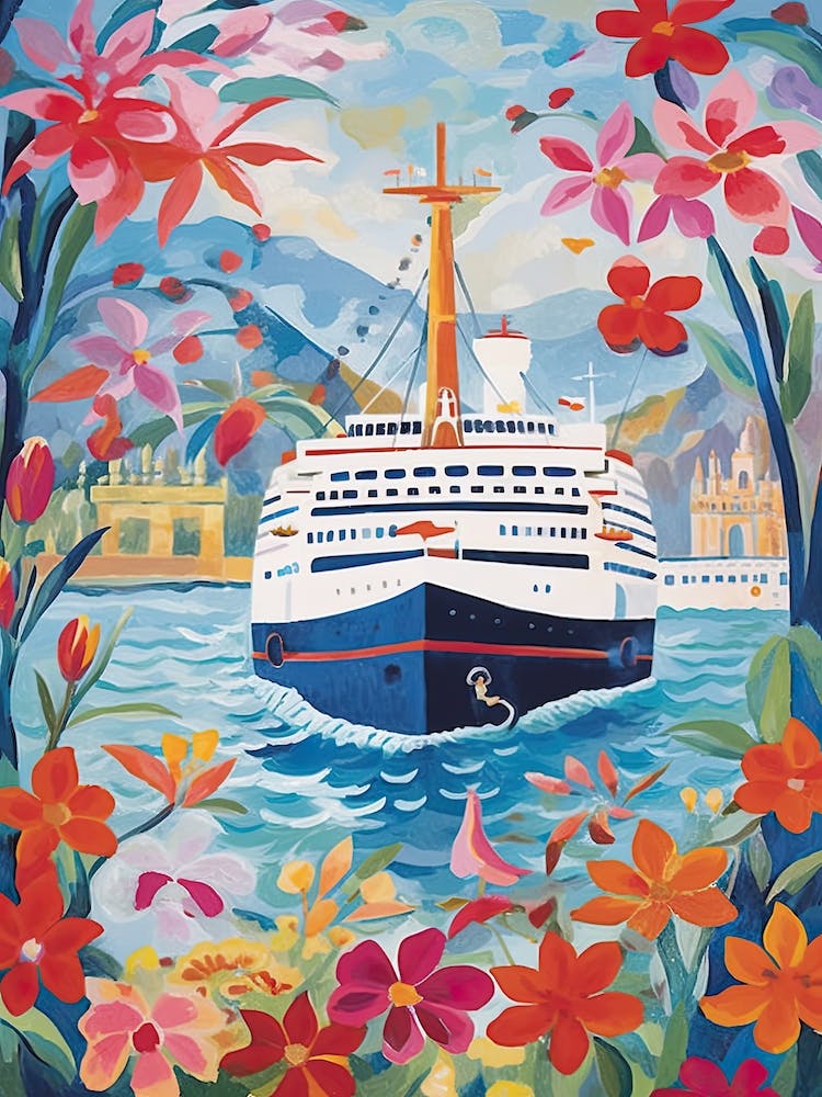 Mediterranean Cruise Ship Vintage 4
