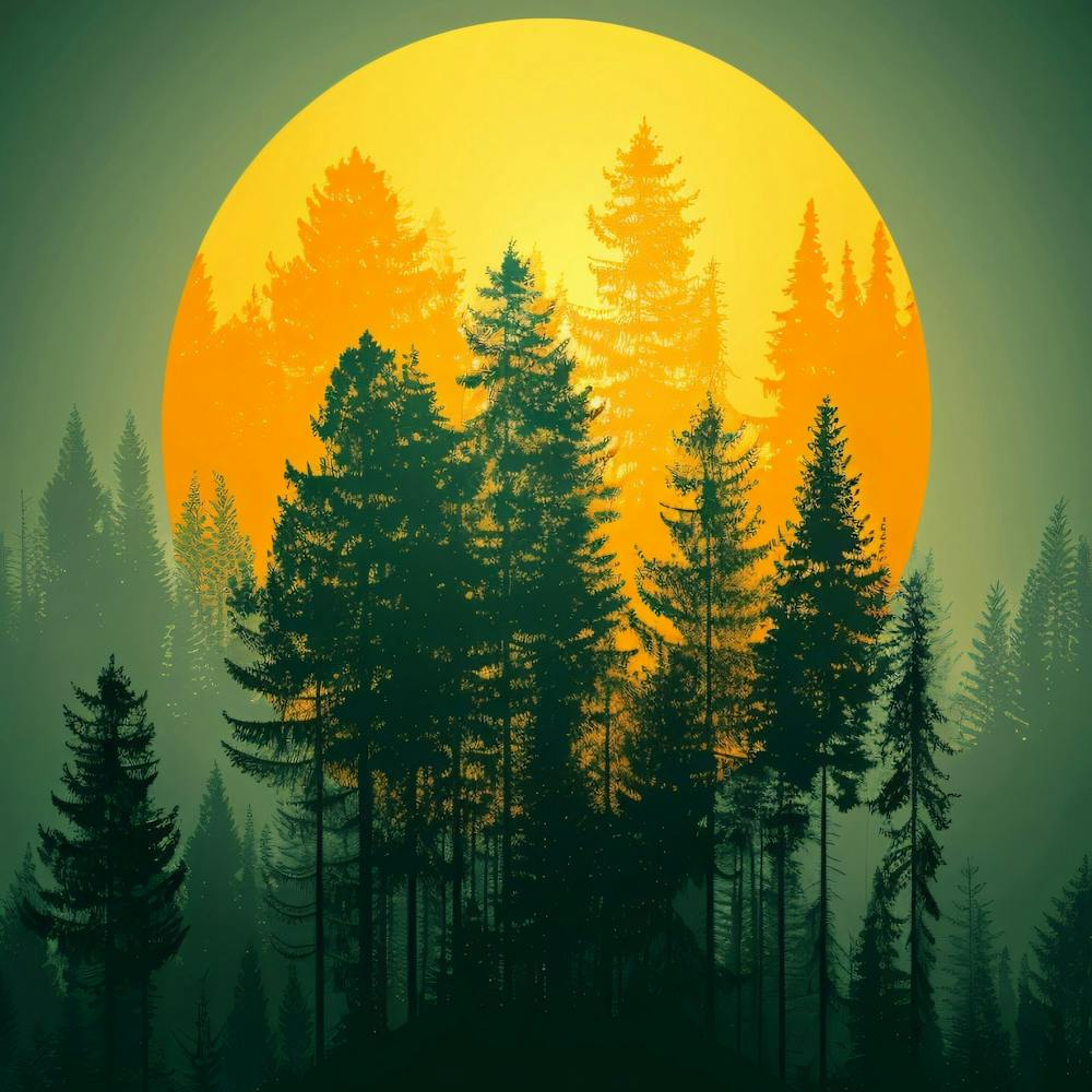 Sunset In The Forest