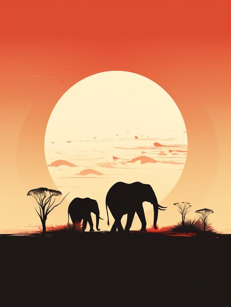 Elephant Minimalist Abstract 4