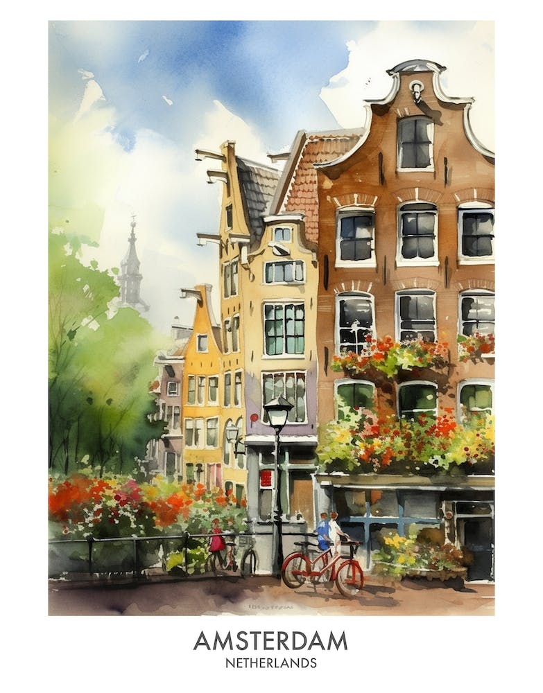 Amsterdam Affiche de Voyage Aquarelle 2