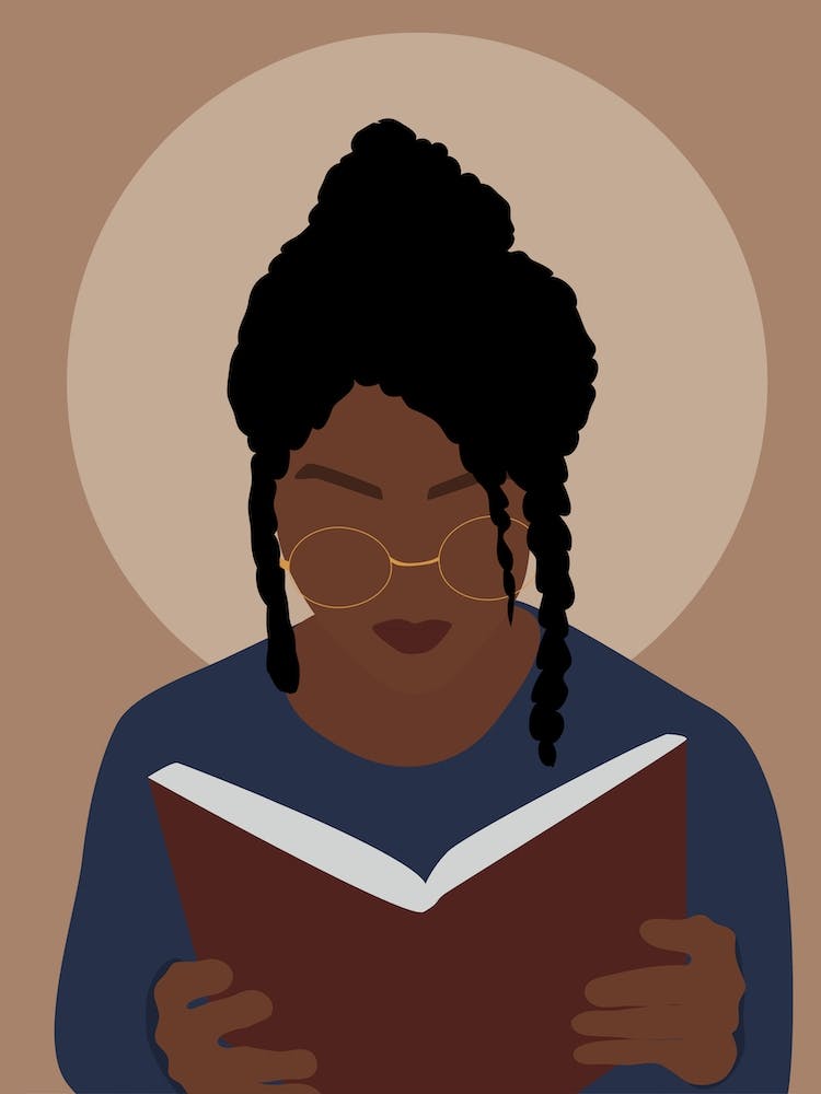 Black Woman Reading A Book