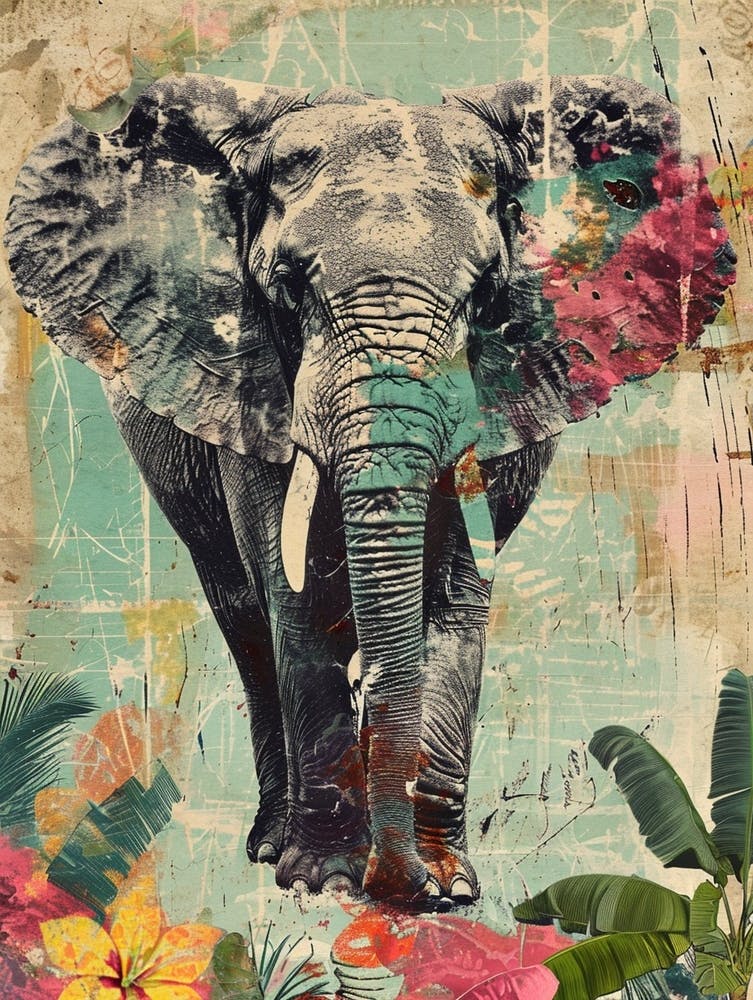 Retro Kitsch Elephant Collage 4