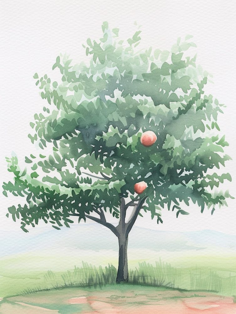 Peach Tree Atmospheric Watercolour Painting 2