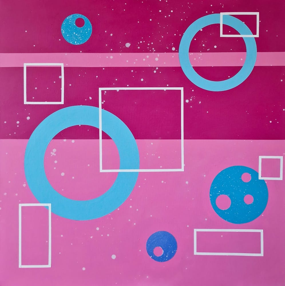 Pink and blue abstract geometrical