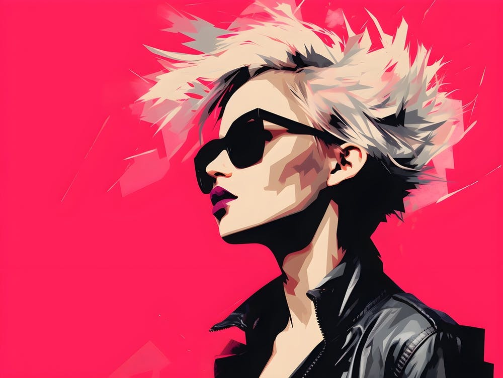 Portrait Of A Woman With Pink Hair