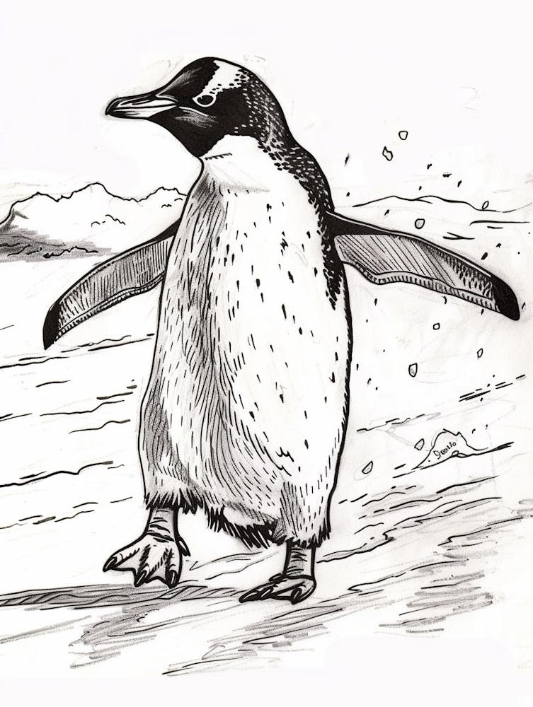 King Penguin Sliding On Ice 2