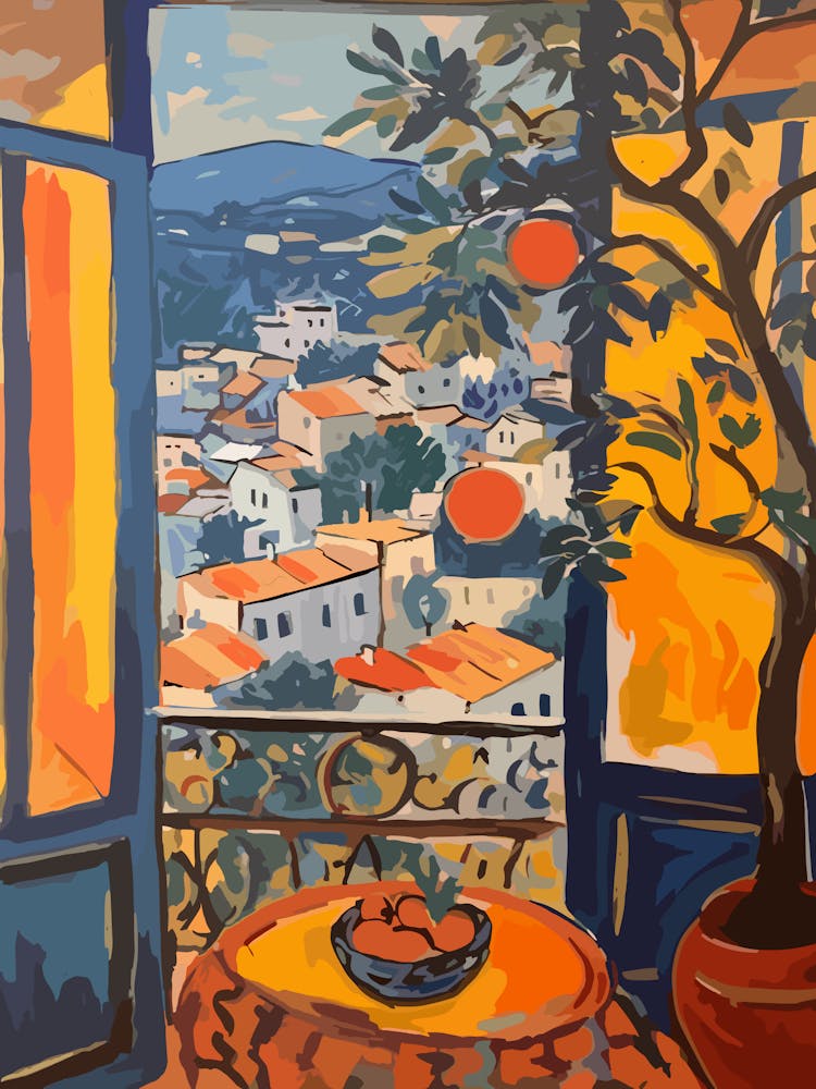 Fenêtre Athènes Grèce Dans le Style de Matisse 1