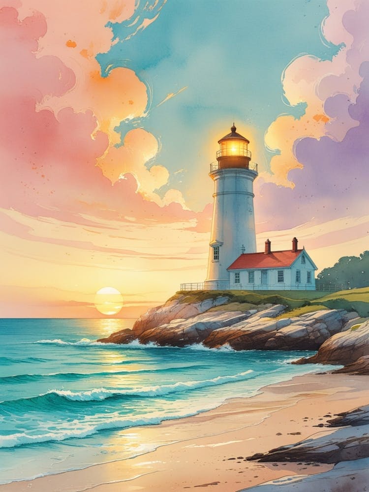Lighthouse At Sunset 1