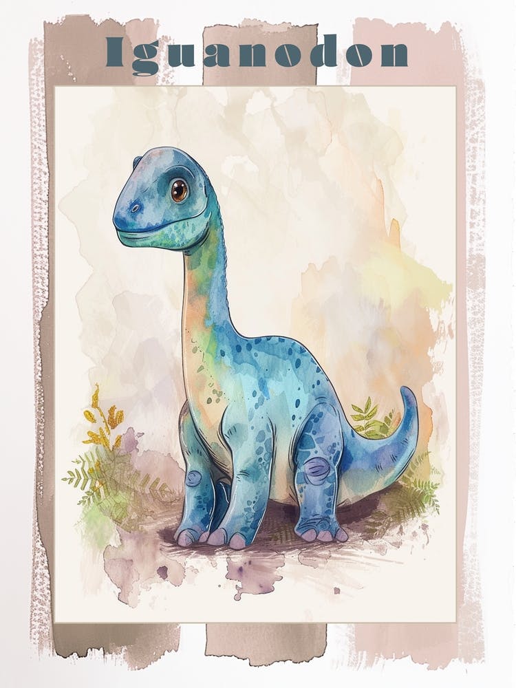 Cute Cartoon Iguanodon Dinosaur 3 Poster
