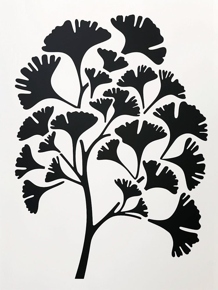 Ginkgo Tree Simple Geometric Nature Stencil 1