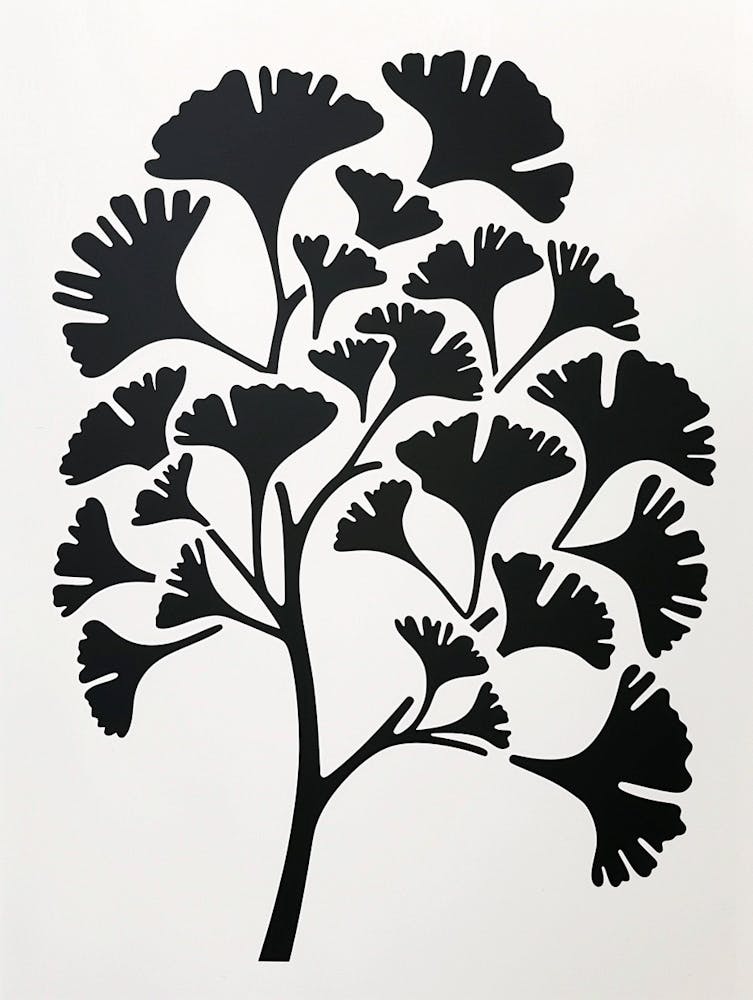 Ginkgo Tree Simple Geometric Nature Stencil 1