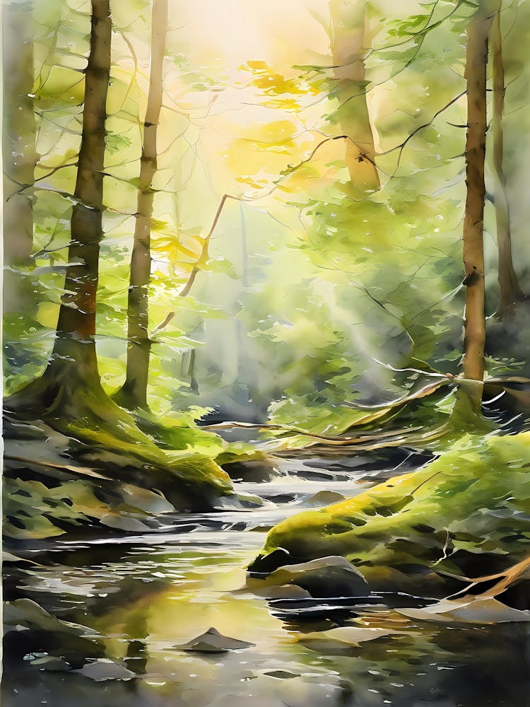 Watercolour Of A Stream