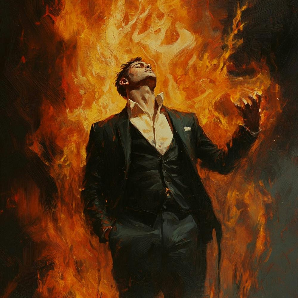 Burning Business Man in Managerial Hell