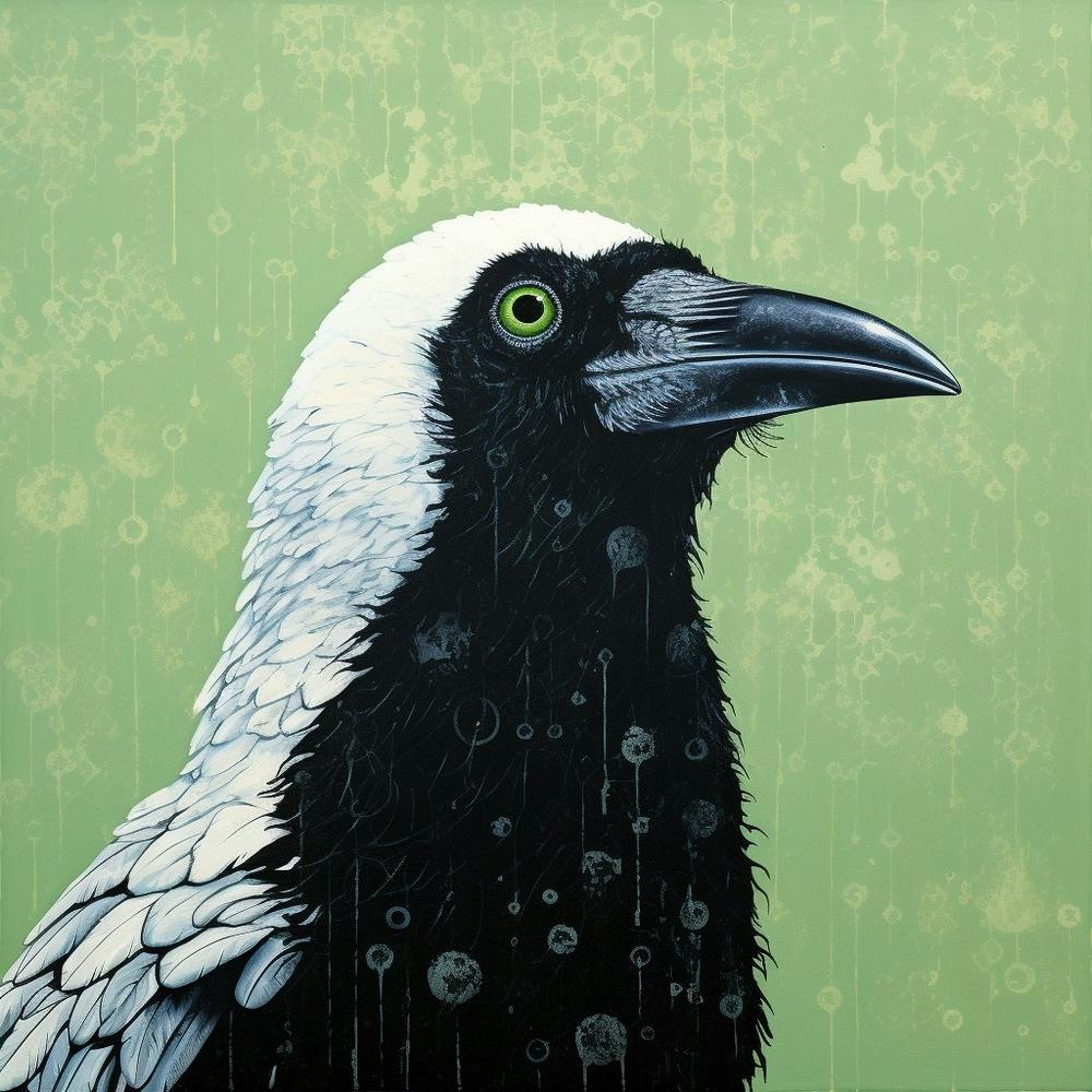Ohara Koson Inspired Bird Painting Crow 2 Square