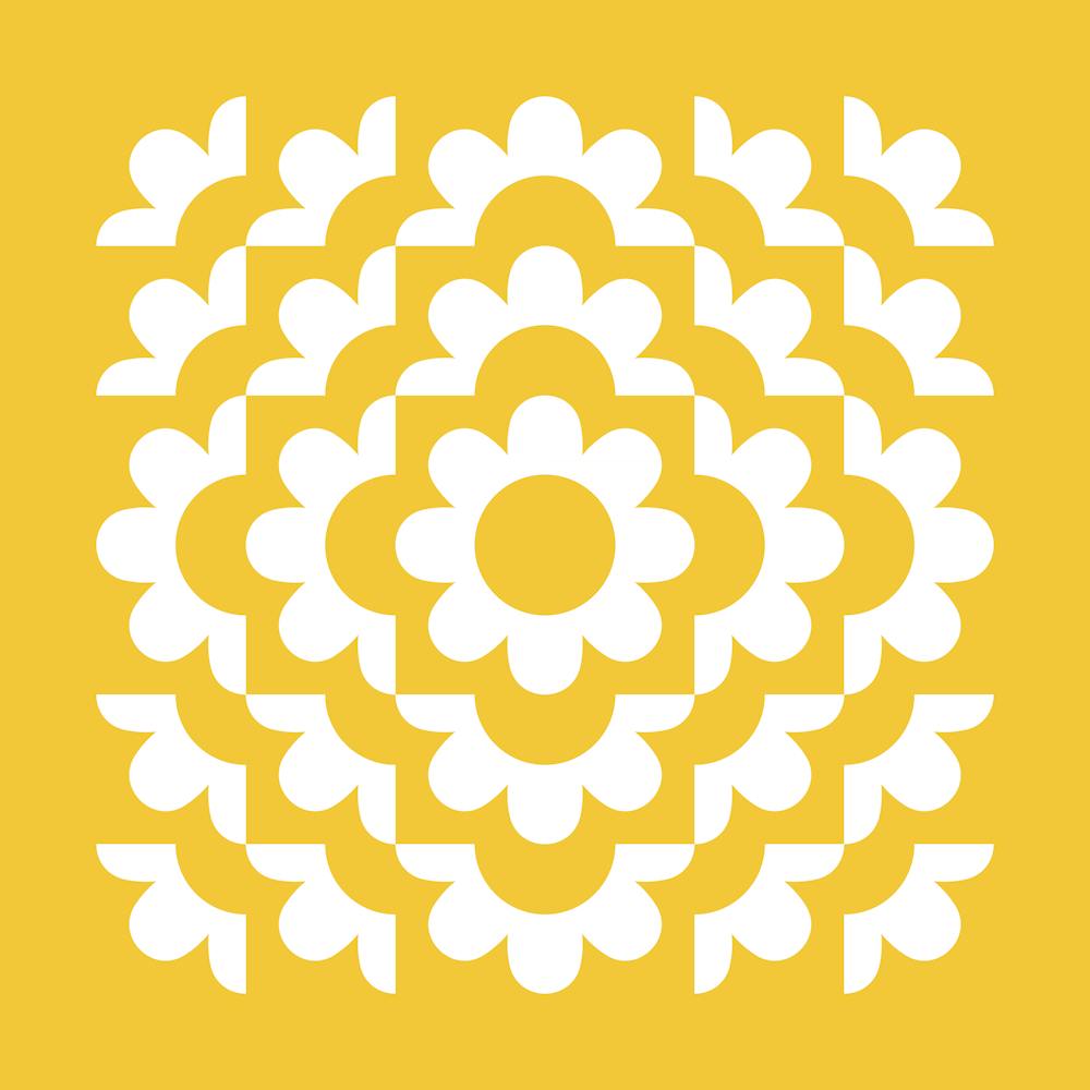 Abstract Flowers Pattern 13 In Summer Mustard Yellow 02