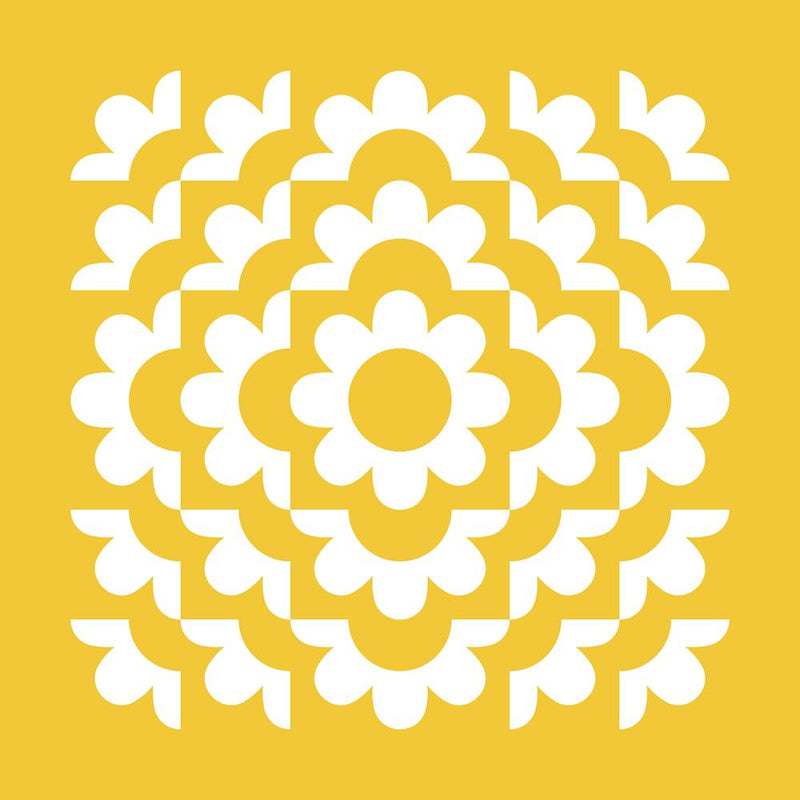 Abstract Flowers Pattern 13 In Summer Mustard Yellow 02