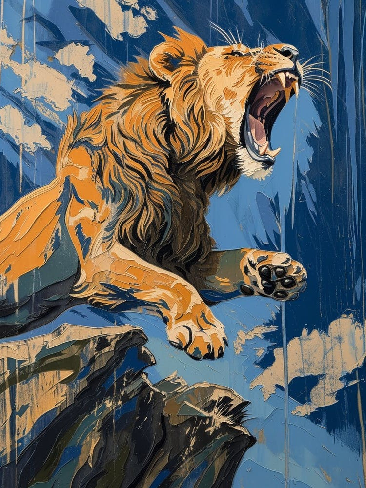 African Lion Relief Illustration Roaring 3