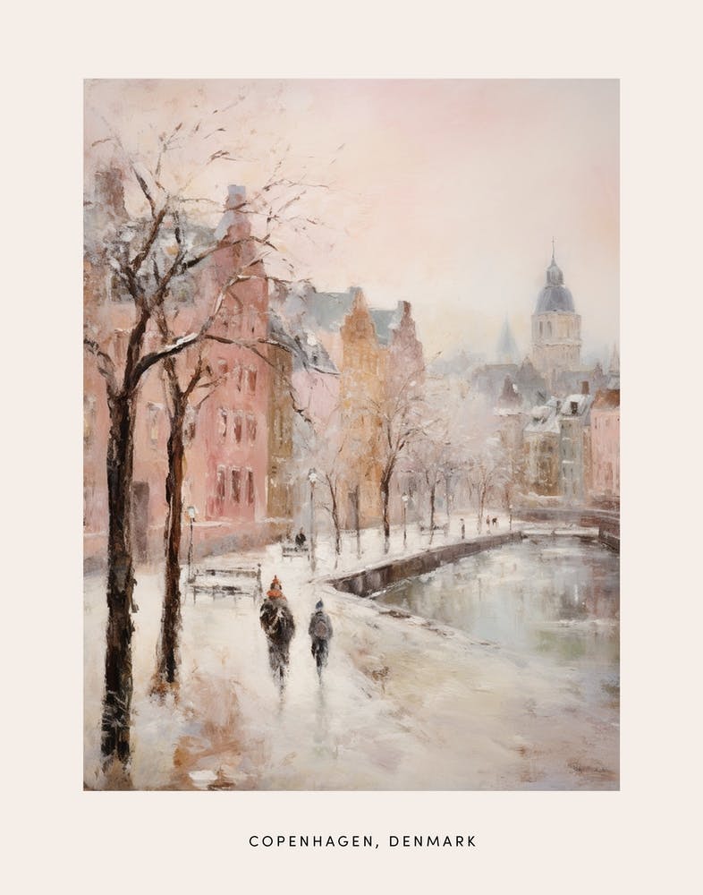 Dreamy Winter Painting Poster Copenhagen Denmark 5