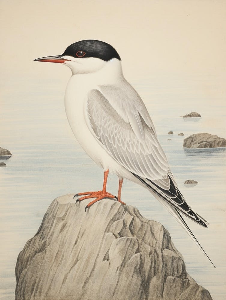 Vintage Bird Drawing Common Tern 1