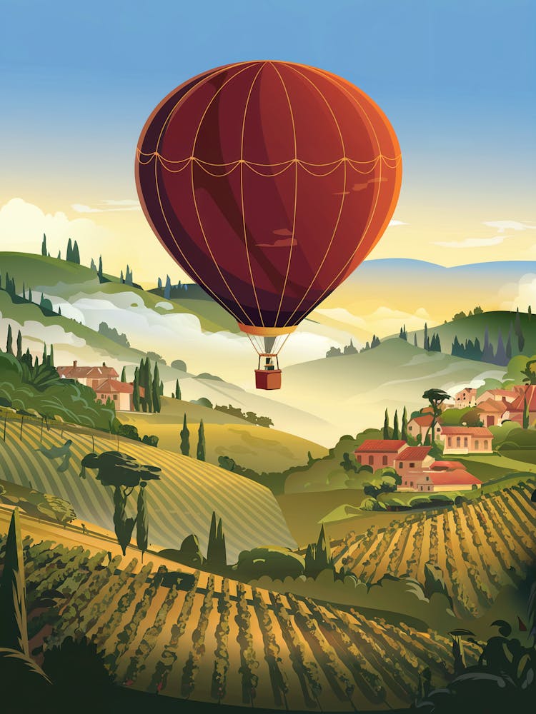 Hot Air Balloon In Tuscany
