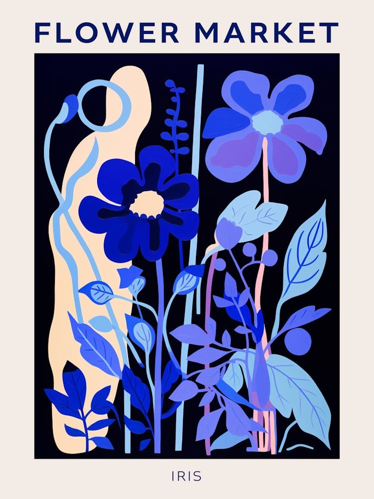 Blue Flower Market Poster Iris 2