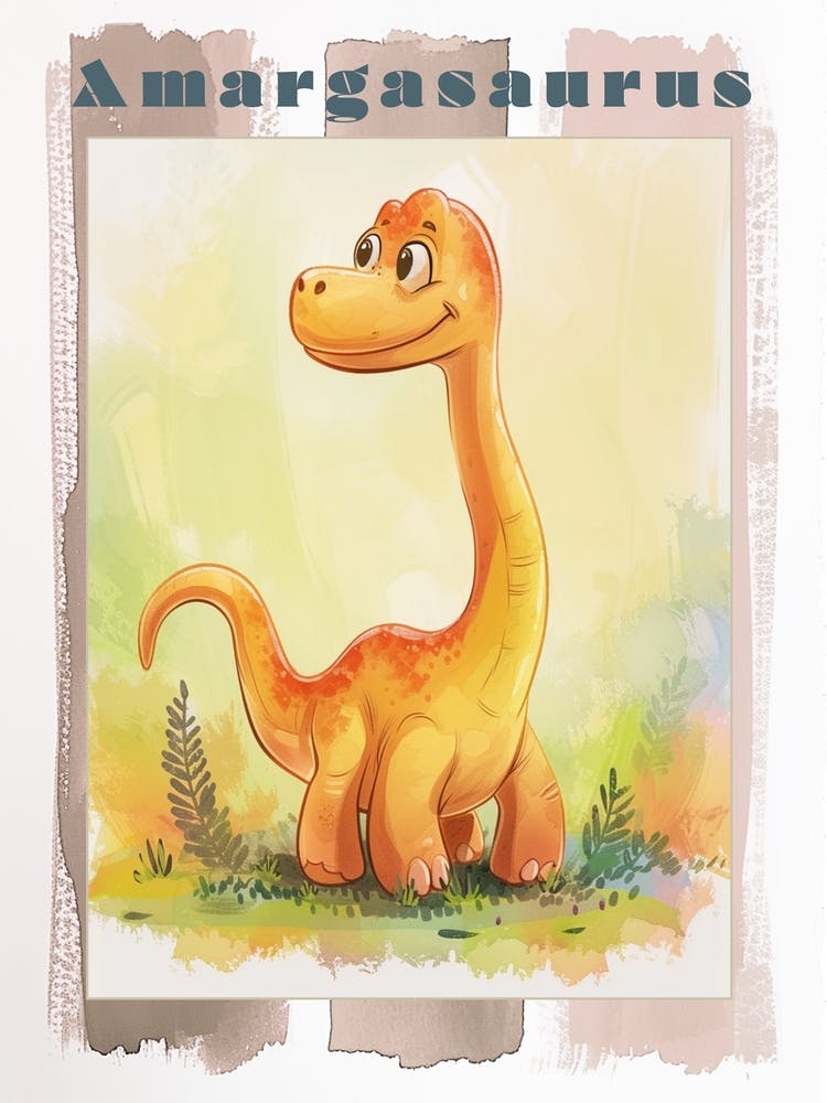 Cute Cartoon Amargasaurus Dinosaur 2 Poster