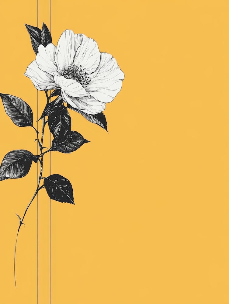 White Rose On Yellow Background