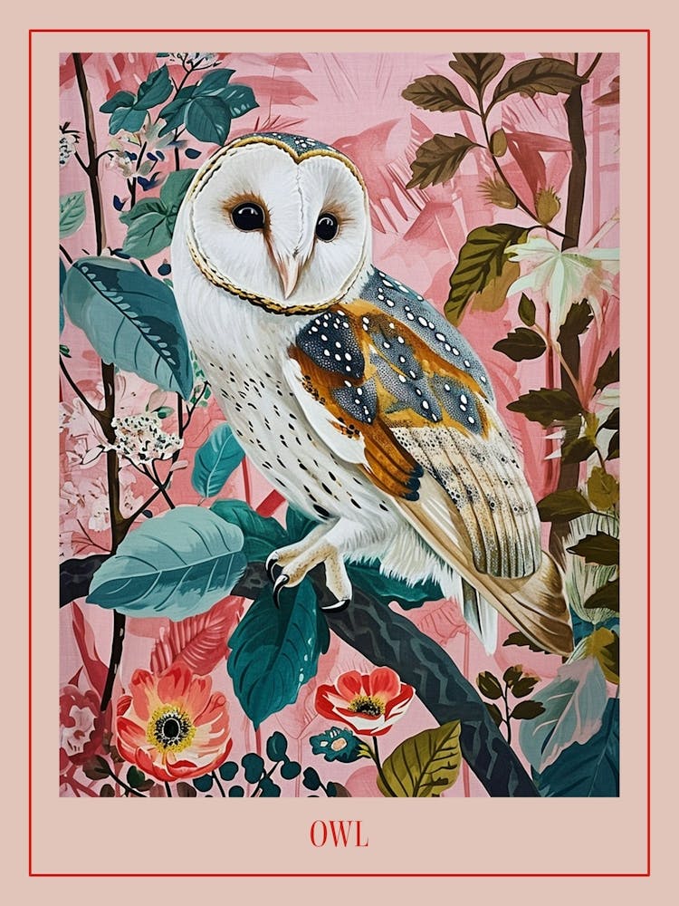 Floral Animal Painting Owl 3 Poster