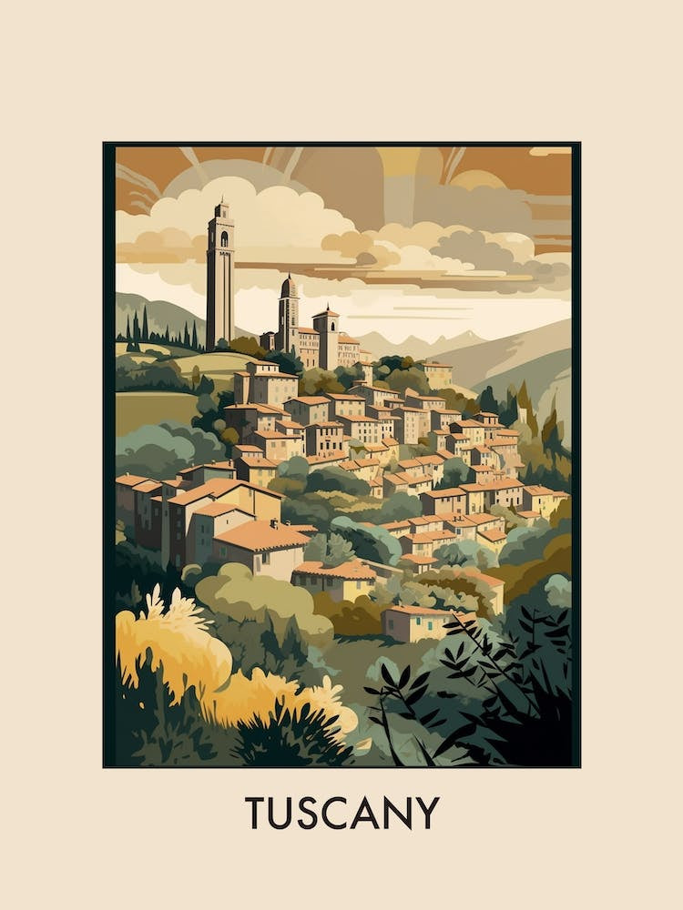 Tuscany Italy 2 Vintage Travel Poster