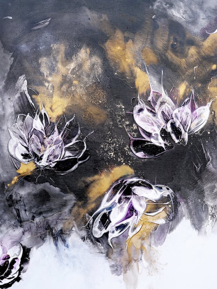 Black And Gold Floral Abstract 2