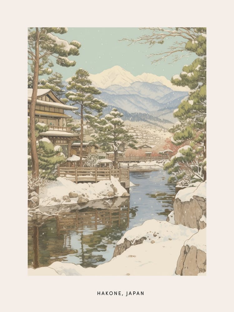 Vintage Winter Poster Hakone Japan 1