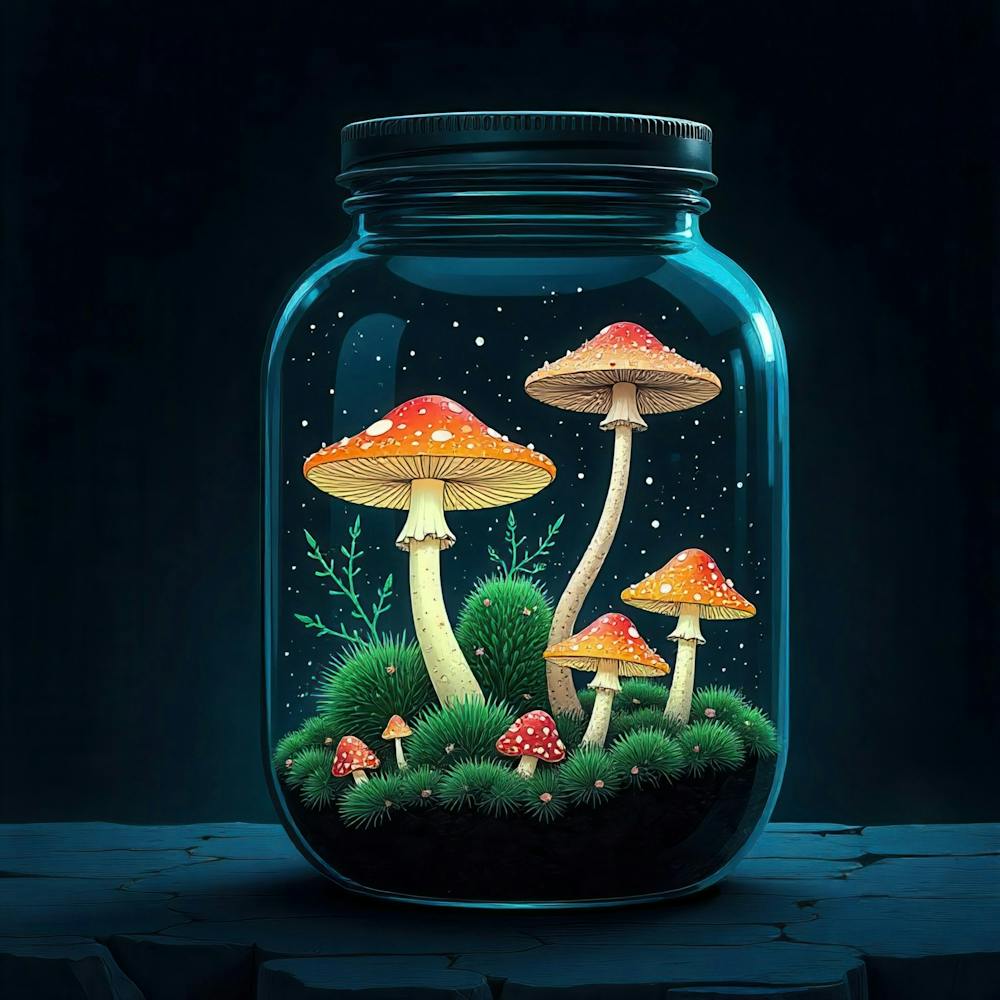 Mushroom In A Jar