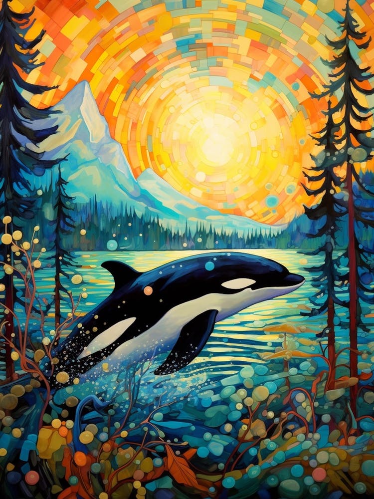 Orca Whale Coast And Trees